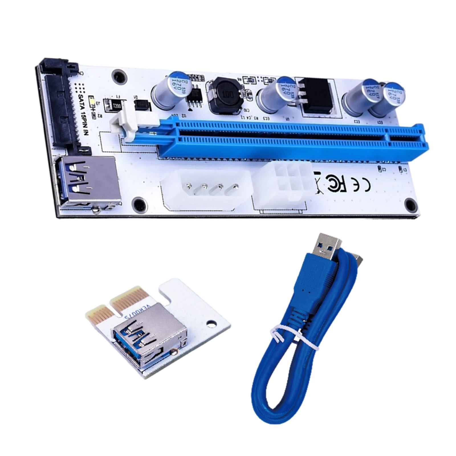 PCI-E PCI Express 1X Extention Cable Riser Card Extender Flexible Cord Blue 