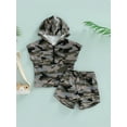 thumbnail image 2 of Franhais 2 Pcs Infant Casual Outfits, Toddler  Camouflage Print Zip Pullover + Shorts with Bow, 2 of 9