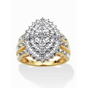PalmBeach Jewelry 3/8 TCW Round Diamond Marquise-Shaped Cluster Ring in 18k Gold-Plated or Platinum-Plated Sterling Silver
