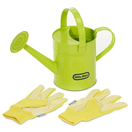Little Tikes Growing Garden Lightweight & Durable Metal Watering Can & Gloves for Kids Gardening Tools