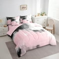 thumbnail image 3 of Manfei Watercolor Artwork Bedding Comforter Set 7pcs, Pink Gray Aesthetic King Bedding Sets, Ombre Oil Painting Bed Sheets, Luxury Bedroom Decor, 3 of 8