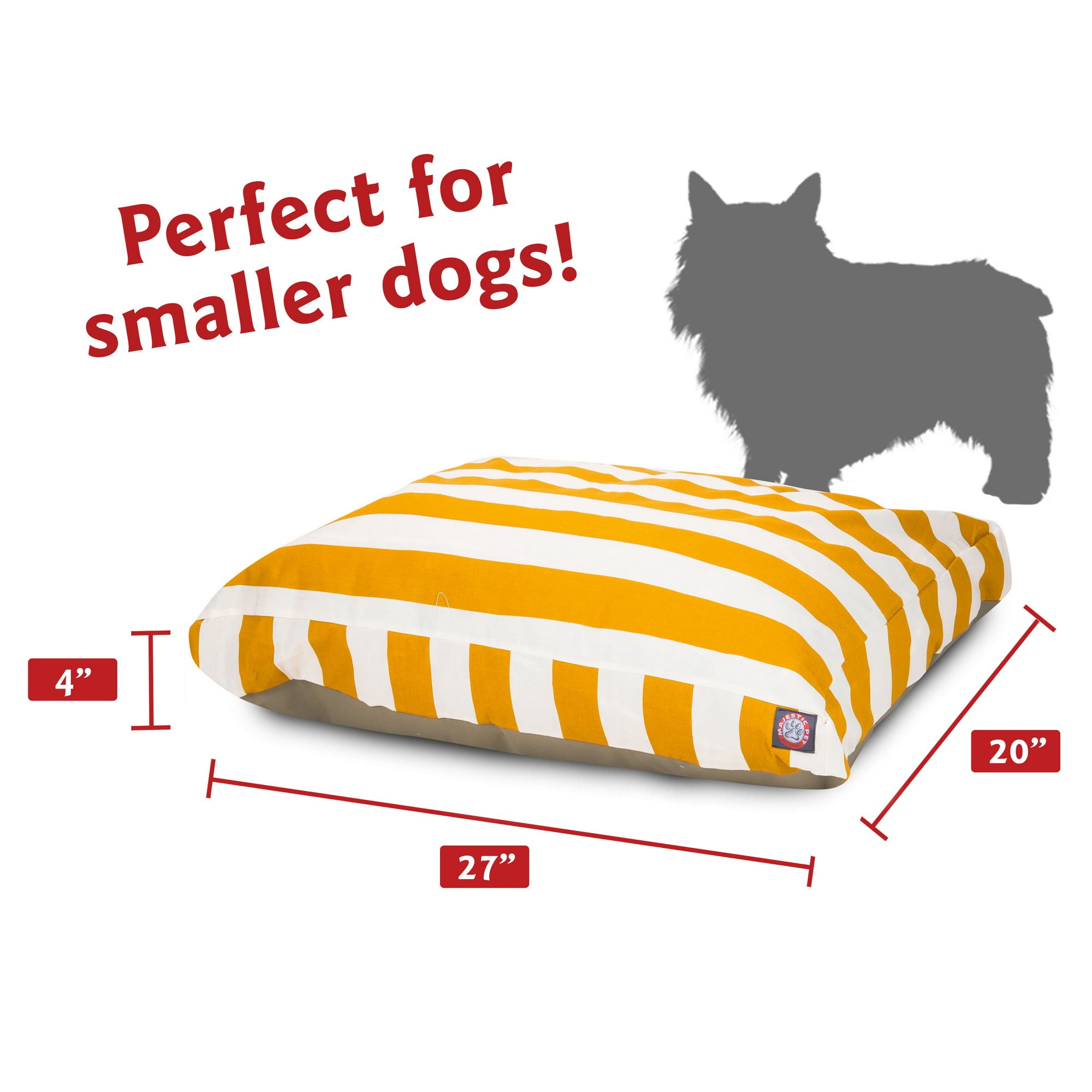Majestic Pet | Vertical Stripe Shredded Memory Foam Rectangle Pet Bed For Dogs, Removable Cover, Yellow, Small