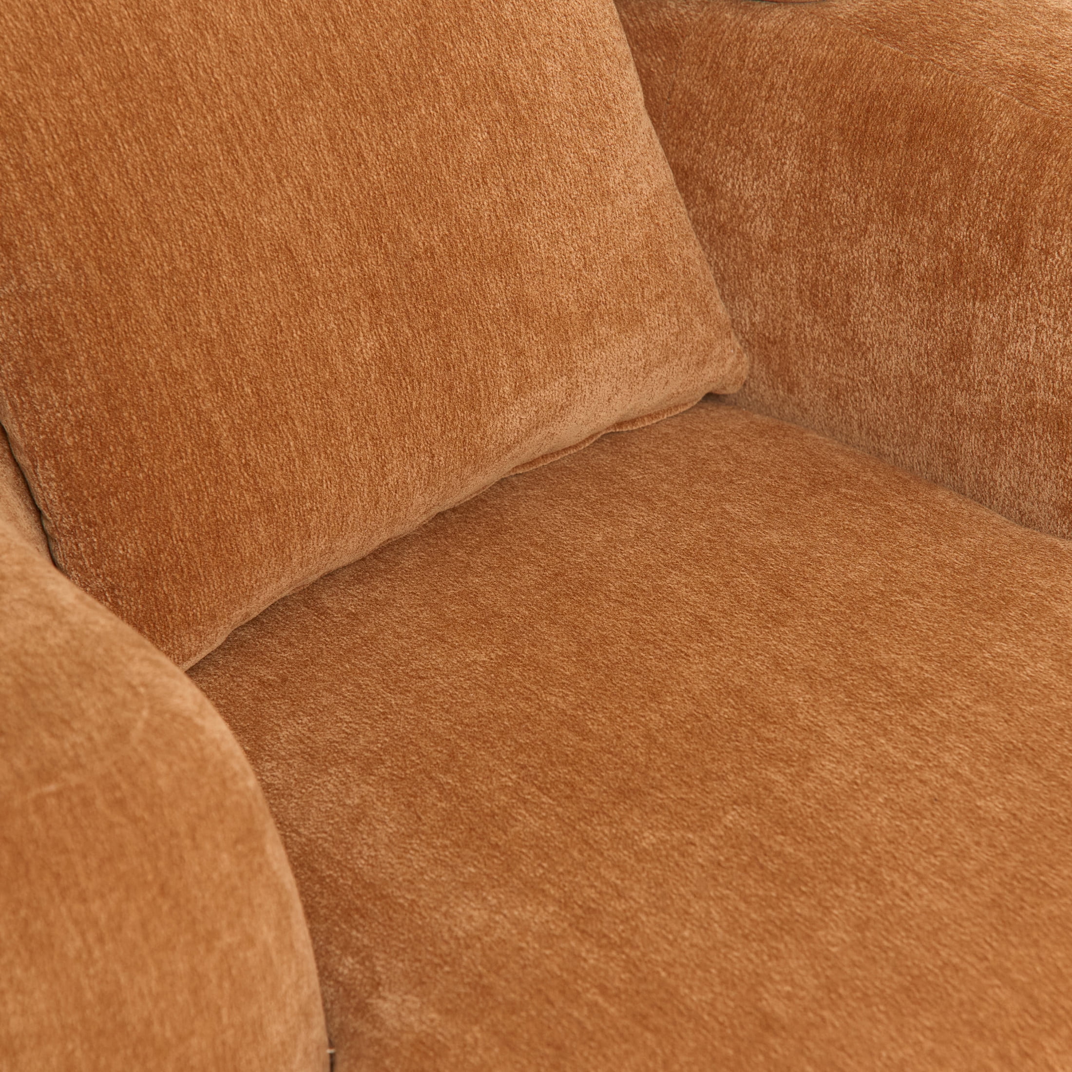Noble House Arlais 38" Nordic Style Lazy Club Chair, Upholstered Chenille Bucket Accent Sofa with Pillows, Caramel