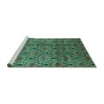 thumbnail image 2 of Ahgly Company Machine Washable Indoor Square Oriental Turquoise Blue Industrial Area Rugs, 6' Square, 2 of 4