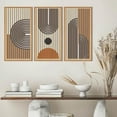 thumbnail image 2 of Large Mid Century Modern Wall Art Framed Abstract Geometric Wall Art Set of 3 Wood Boho Wall Decor for Living Room Bedroom Office 16 x32 Inch, 2 of 8