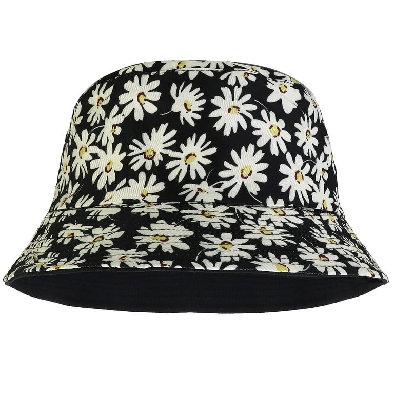 Falari Reversible Bucket Hat for Men Women Summer Travel Beach Outdoor Fishing Hat 100% Cotton - J617-Black, Adult Unisex, Size: One Size