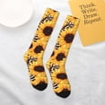 thumbnail image 6 of Bingfone Compression Socks for Women and Men Long Socks for Running Athletic Cycling Nurse-Artistic Zebra Print Sunflower, 6 of 8
