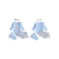 thumbnail image 2 of BemeyourBBs Newborn Baby Girl My 1st Easter Outfit Long Sleeve Letters Romper with Eggs Print Ruffle Skirt Set Headband Socks 4pcs Spring Easter Clothes, 2 of 9