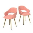 thumbnail image 5 of VECELO Set of 2 Modern Velvet Dining Chair with Thick Cushions, Upholstered Kitchen Chair with Gold Metal Legs, Pink, 5 of 14