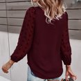 thumbnail image 4 of Blusa de gasa de manga larga con cuello en V de color sólido de verano a la moda para mujer Fridja  hj3949, 4 of 8
