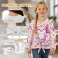 thumbnail image 6 of Xoenoiee Pink Axolotl Daisy Print Girls Long Sleeve Tees Soft Tie Hem T-Shirts Kids Basic Crewneck T-Shirts Top for Teen Youth Girls, 7-8 Year, 6 of 7