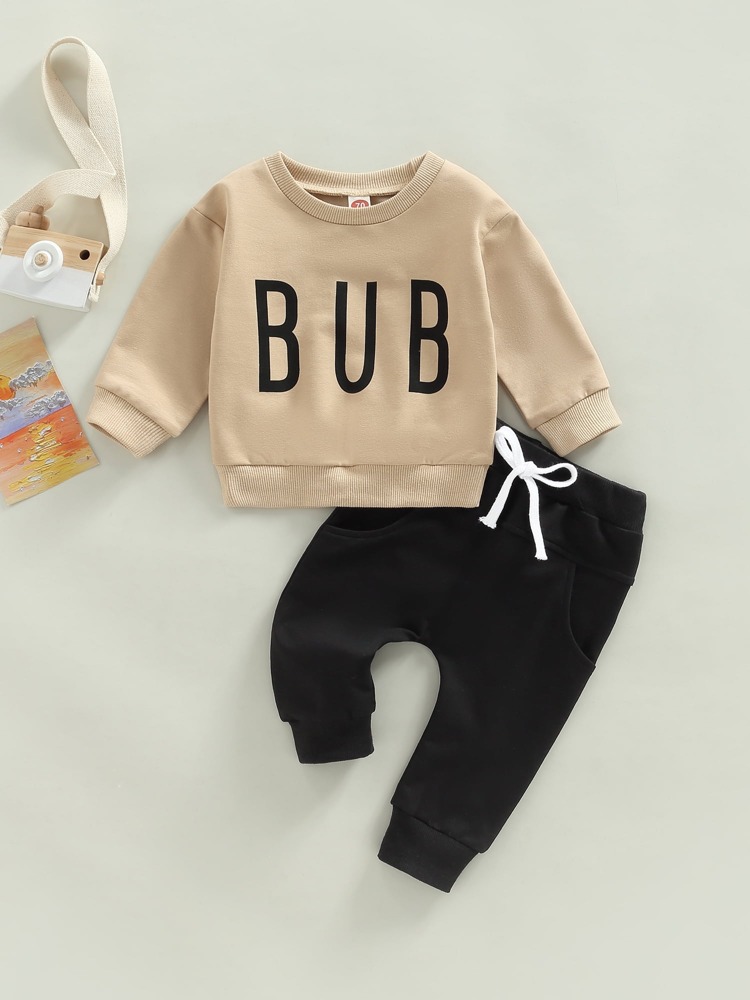 2-piece Toddler Boy Letter Print Pullover Sweatshirt and Elasticized Pants Casual Set
