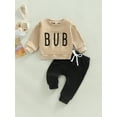 thumbnail image 2 of Cenuakty Infant Baby Boys 2 Pieces Outfit, Letter Print Round Neck Long Sleeve Sweatshirts Tops + Elastic Waist Long Pants Set, 2 of 8