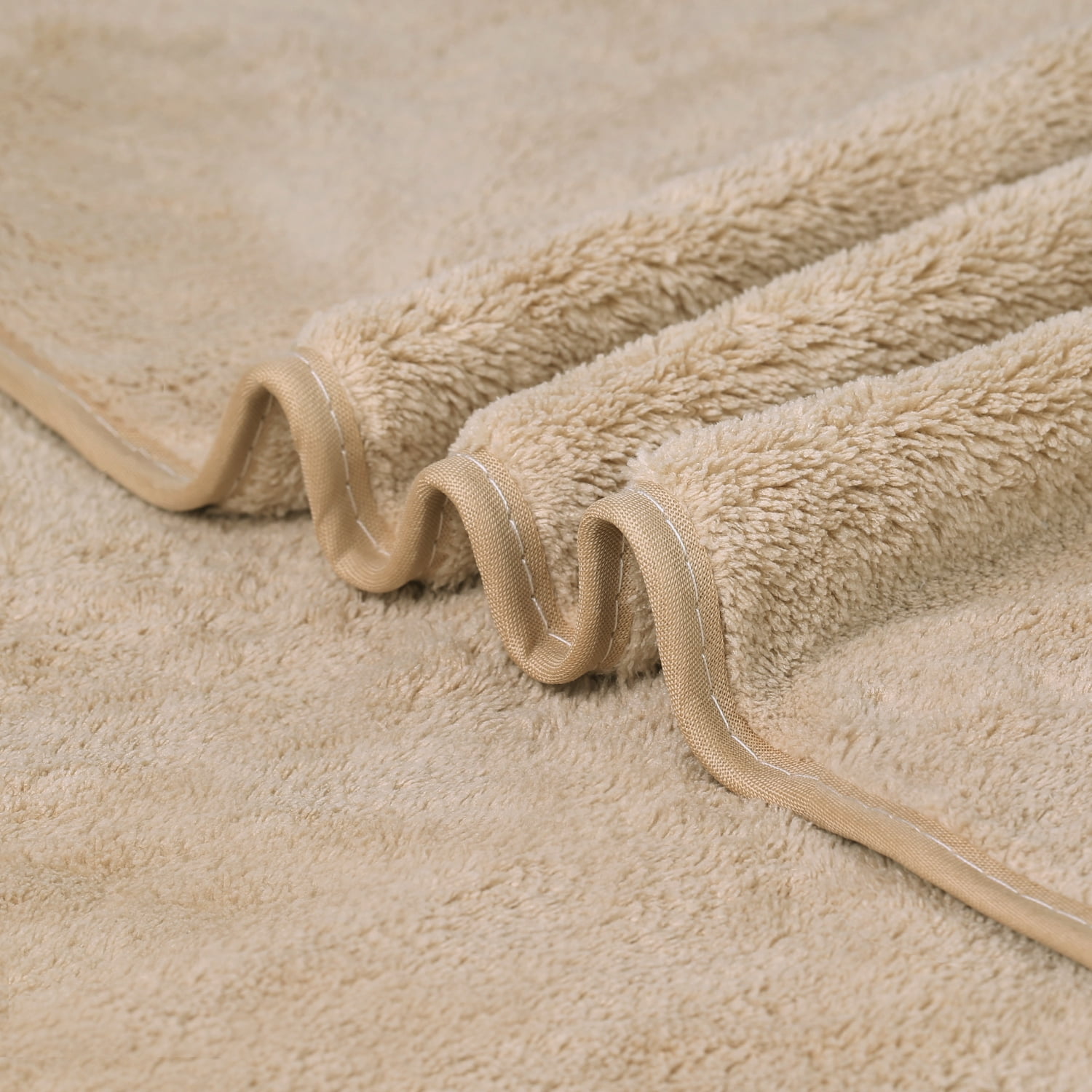 JML Large Bath Towels with Hanging Loop, 6 Pack, 30"x60", Camel, 350GSM, Soft, Absorbent, Microfiber Towel Quick Drying, Lint-free, No Fading