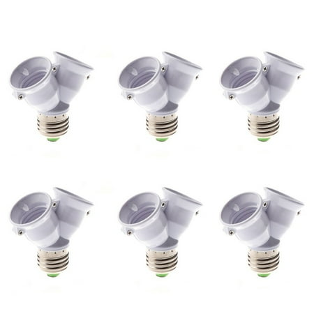

HLONK 2 in 1 E26/E27 Light Socket Splitter Adapter E26 E27 Standard Medium Base Bulbs in One Socket Y-Shape Lamp Holder Converter Maximum 60W and 120℃ Heat Resistant Light Bulb Splitter 6 Packs