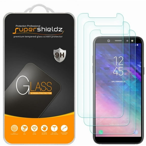 [3-Pack] Supershieldz for Samsung Galaxy A6 (2018) Tempered Glass Screen Protector, Anti-Scratch, Anti-Fingerprint, Bubble Free