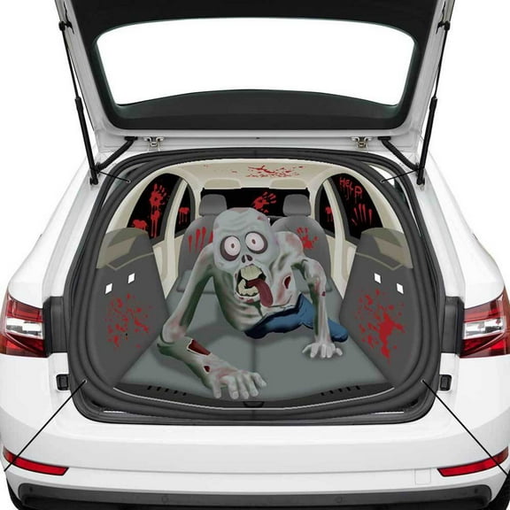 Wadada Halloween Trunk Or Treat Ghost Decoration Backdrop, Halloween Car Archway Garage Banner Trunk or Treat Kit for Car SUV Truck Garage Door Decor Halloween Party Home Haunted House Wall Decor