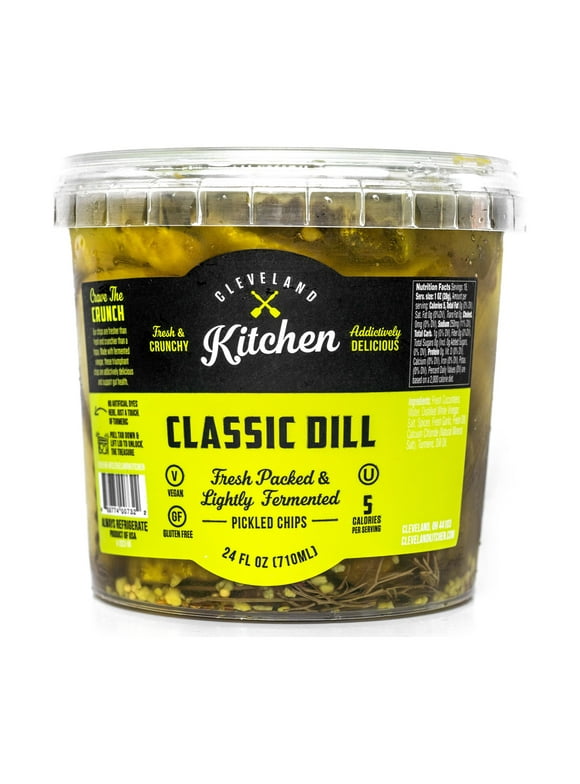 Cleveland Kitchen Classic Dill Pickle Chips, 24 fl oz Tub