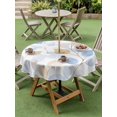 thumbnail image 4 of Outdoor Tablecloth with Umbrella Hole for Patio/Picnic/Party/Camping, Botanical Leaves Waterproof Table Cloth Round Cover Washable, Orange Gray Blue Leaf Branches Modern (Dia 54"), 4 of 9