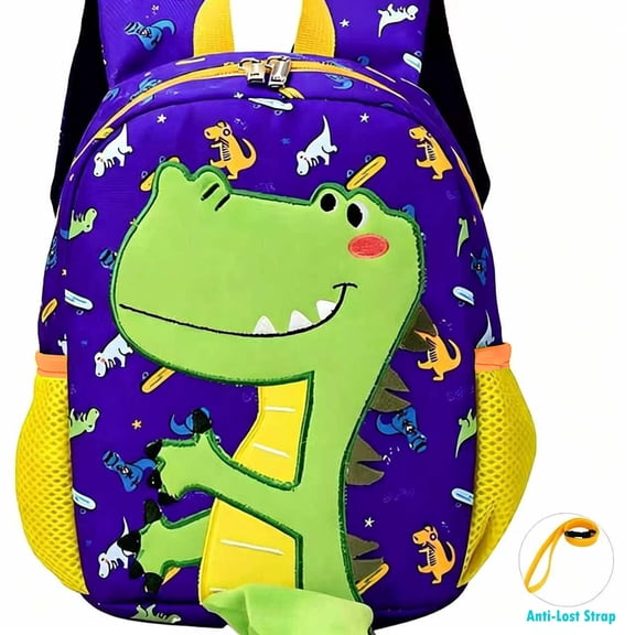AlmosTen Toddler Backpacks for Boys Girls 2-4,Backpack for School Cute Kids Teens Bookbag for Kindergarten Elementary Preschool Dinosaur Backpacks for Toddler boys (Blue)