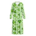 thumbnail image 4 of Xoenoiee Green Shamrock Heart Print Women's Long Sleeve Nightdress St. Patrick's Day Full Length Soft Sleepwear with Button Comfortable Lounge Wear Nightgown, 3XL, 4 of 7