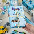 thumbnail image 2 of HOMERAL Blue Wrapping Paper Boys, Race Car Wrapping paper roll with Colorful Happy Birthday Text Design for Kids Birthday Baby Shower Party - 17 In x 33 Ft, 2 of 6