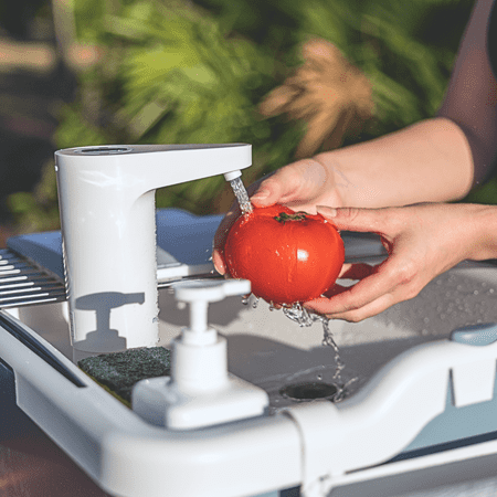 Mighty Sink Portable Sink: Patented Wash Station with Electronic Faucet | 2 Gallons | Easy Setup | Indoor & Outdoor Use | Ideal for Dishwashing, Camping Hygiene, Gardening, Pottery & More