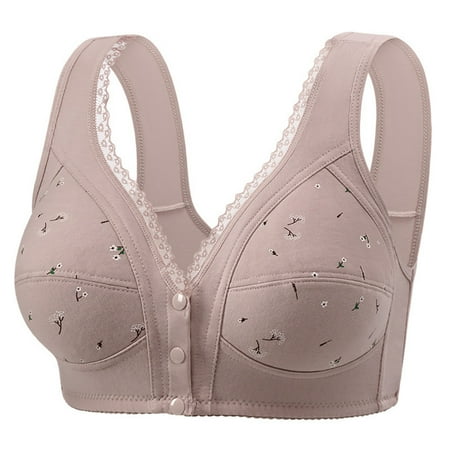 Clearance Woman s Bralette Nursing Bra Front Buckle Floral Print Comfortable Breathable Bra No Rims Everyday Underwear Woman Thin And Steel Hoop Gathered for Daily Bras