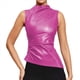 thumbnail image 3 of Camiseta Sin Mangas de Sintético con Cuello Alto, Plisada y Ajustada para Mujer. Púrpura XS, 3 of 10