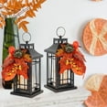 thumbnail image 5 of Set of 2 Fall LED Candle Lantern Decorative Indoor & Outdoor, 11" Fall Hanging Lanterns with LED Candles, Metal Outdoor Lanterns for  Front Porch Table Fall Christmas Spring, 5 of 8