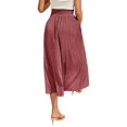 thumbnail image 5 of Women'S High Waist Solid Midi Skirt with Split Thigh and Pleated Paperbag Waist Red S, 5 of 9