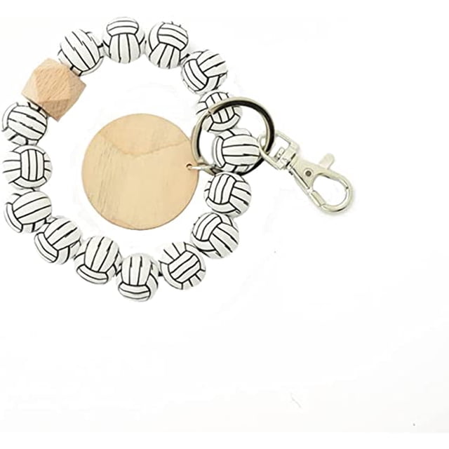 Llavero Pulsera Pulsera Llavero con cuentas de madera para mujer con R