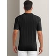thumbnail image 2 of DARING DIVA Men's Short Sleeve Button Regular Fit Knit Texture Polo Shirt XXL Black, 2 of 5