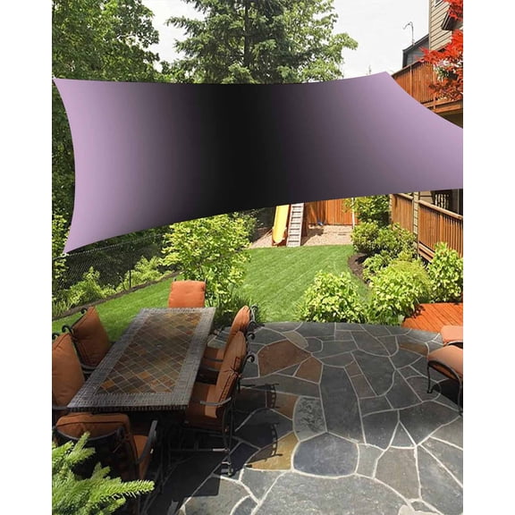 Sun Shade Sail 12x16Ft Ombre Abstract Gradient Purple and Black Uv Block Sunshade Canopy Outdoor Shade Cover Rectangle Shade Cloth For Patio Garden Yard Deck Pergola