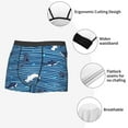 thumbnail image 3 of Sikiie Sharks on White Blue Striped Print Men's Boxer Briefs, Elastic Waistband Boxer Briefs Leggings-Large, 3 of 5