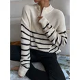 thumbnail image 4 of Women Striped Drop‑Shoulder Half Zip‑Up Knit Sweater, Loose Casual Long‑Sleeve Top, 4 of 6