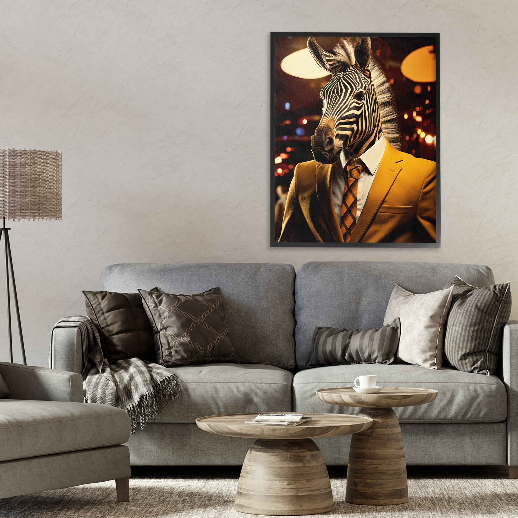 Stupell Industries Trendy Debonair Zebra Black Framed Giclee Art, design by Ray Powers