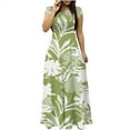 thumbnail image 2 of Robe d'Été pour Femmes 2024 Grande Taille Col Rond Manches Courtes Imprimé Quotidien Décontracté Vintage Bohème Maxi Robe Liquidation Moins de 10!, 2 of 5