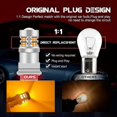 thumbnail image 4 of 4Pcs 3156 3157 T25 P27/7W Car LED Bulbs - 19SMD 3030 600LM Super Bright Amber Yellow LED Turn Signal Light - for Car Front/Rear Turn Signal Lamp Side, 4 of 5