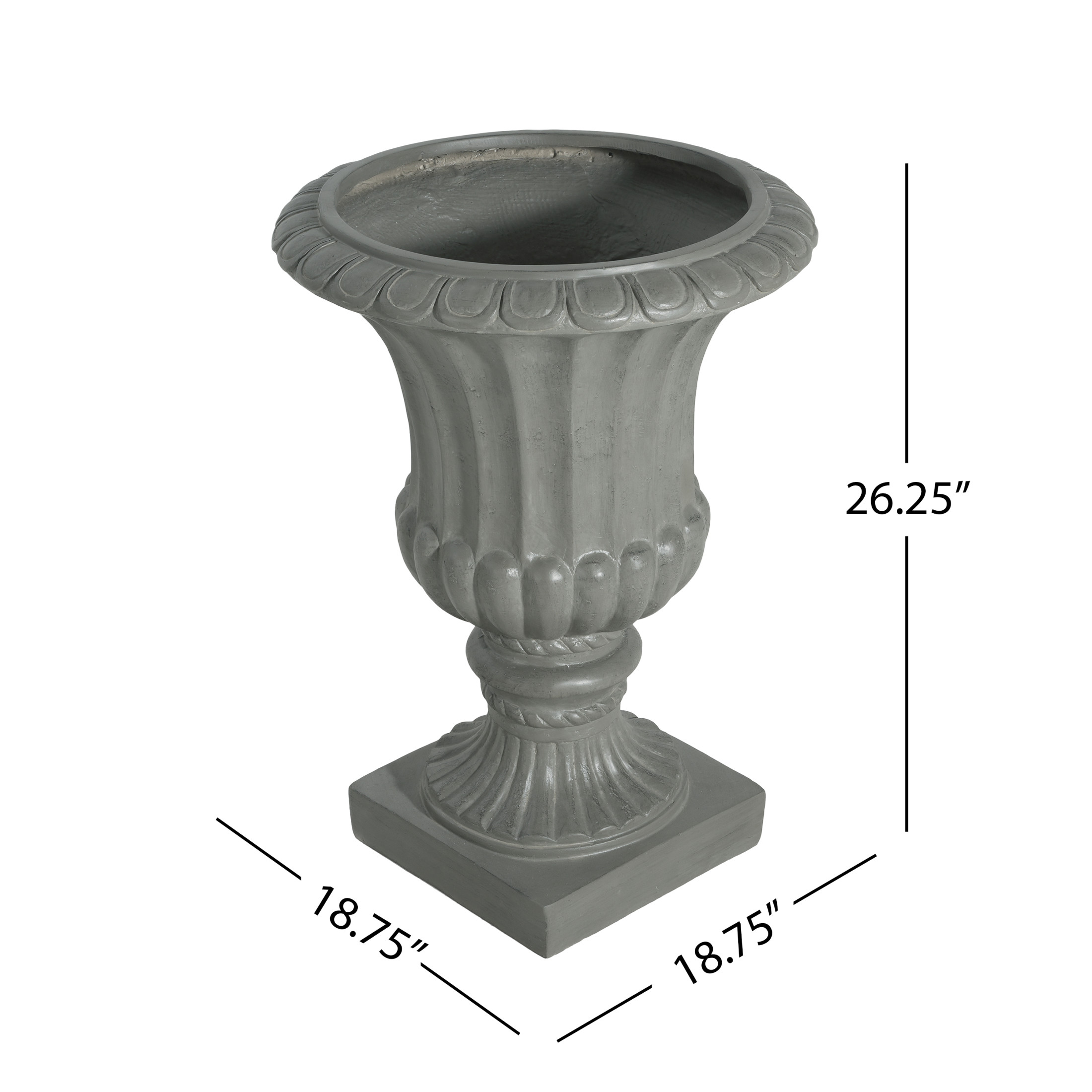 Christopher Knight Home 26.25" Garden Urn Planter Pot for Indoor Outdoor Use, Vintage Design, Gray