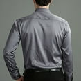 thumbnail image 5 of 6xl New Spring and summer elastic force non-iron men's long-sleeved business casual shirt solid color mercerized vertical shirt, 5 of 6