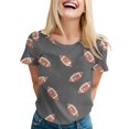 thumbnail image 1 of TSADFHJI Chandails en Molleton Femmes 2X T-Shirt Décontracté Imprimé Cool Manches Courtes Col Rond Blouse L Gris Foncé, 1 of 5