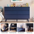 thumbnail image 3 of RichYa Dresser for Bedroom with 7 Drawers,Fluted Dresser with Handleless Design,Chest of Drawers & TV Stand,Closet Storage Organizer for Living Room, Kids Room（Navy Blue）, 3 of 9