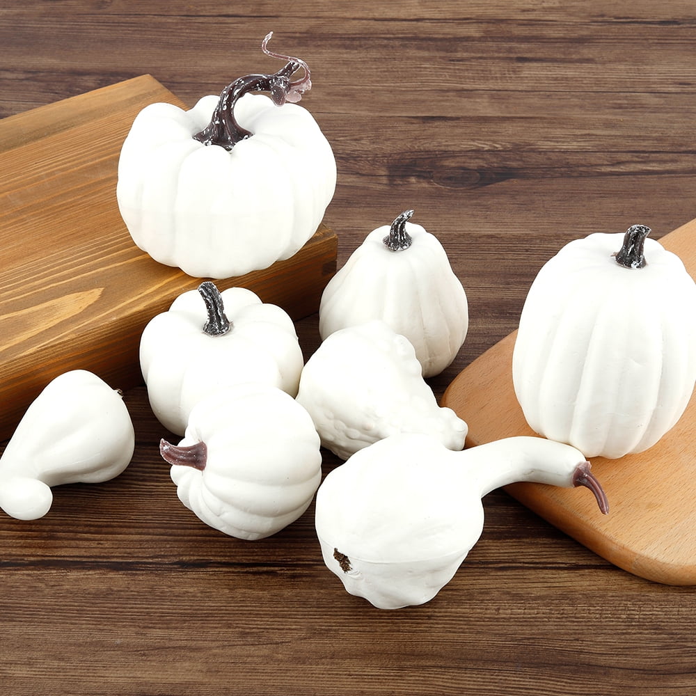 Pcapzz Artificial Pumpkins Set,Mini Assorted Faux Fall Harvest Pumpkins