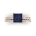 thumbnail image 2 of Clara Pucci 14K Rose Gold Princess Cut 2Ct Simulated Blue Sapphire Engagement Ring + Matching Band - Luxury Box Included, 2 of 7