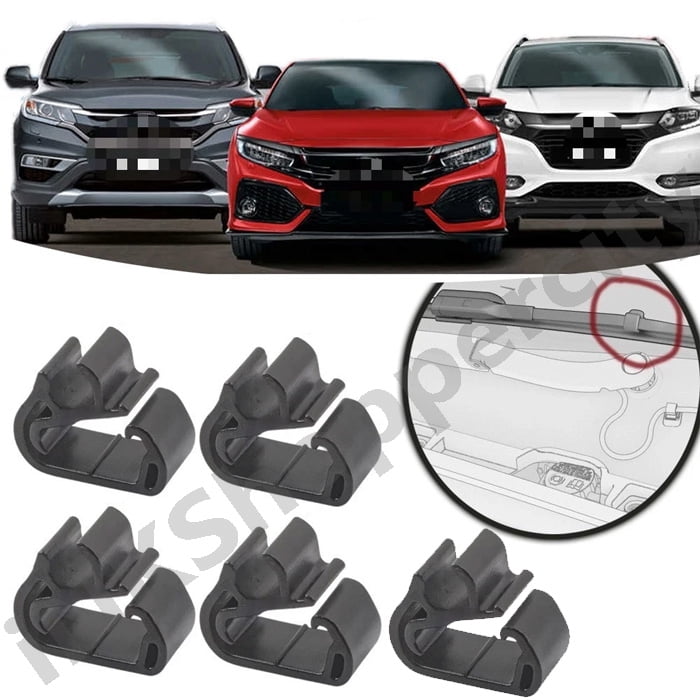 Honda Front Windshield Wiper Arm Nozzle Spray Hose Tube Clips 5x Buckle Fastener Holder for HR-V Civic CR-V Accord 2022 2023 2024 2025 2026