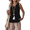 thumbnail image 3 of Linen Tank Tops for Women Summer Casual Loose V Neck Sleeveless Shirts Blouses Tunic Tops Black M, 3 of 9