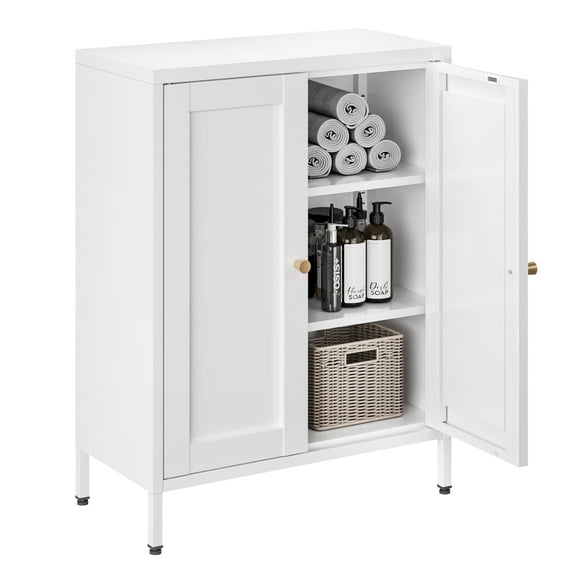 Metal Bathroom Storage Cabinet 2 Adjustable Shelves Sideboard Cabinet for Small Spaces