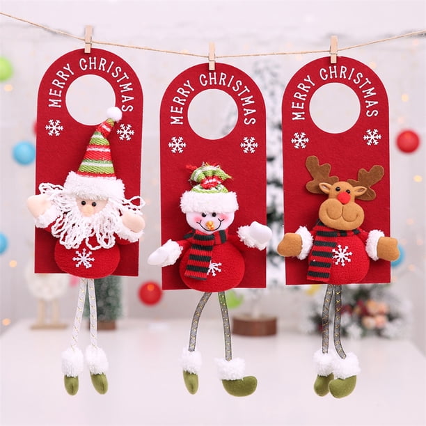 3PCS Decoraciones Navideñas Para El Hogar Navidad Puerta Colgantes Santa Colgador Para Año Nuevo 2023 Decoración
