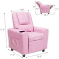 thumbnail image 3 of GNMLP Miniature Recliner Chair with Storage, Cup Holder and Side Pocket - Pink, 3 of 10